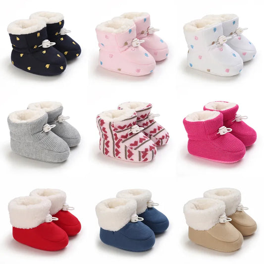 0-18Months Winter Newborn Baby Cotton Booties Non-Slip Sole Toddler Boys Girls First Walkers Infant Warm Fleece Shoes Snow Boots